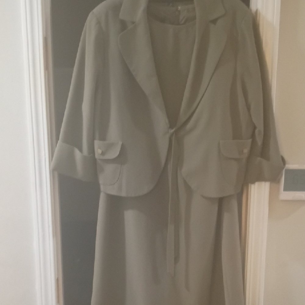 Signature Olive Green Two-Piece Blazer and Dress Set